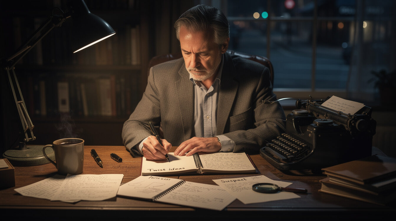 author writing mystery plot